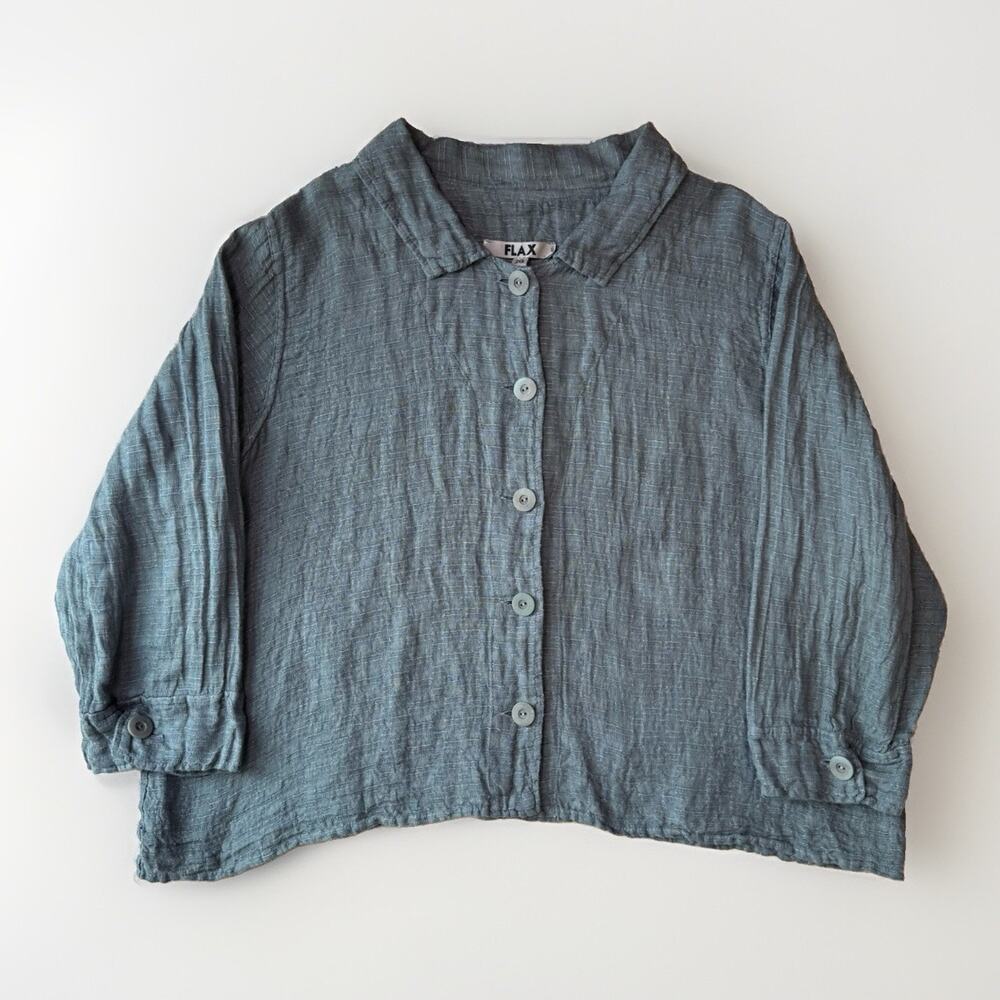 Flax Linen Shirt Women's 2G 3/4 Sleeve Comfort Loungewear Minimalist Luxury